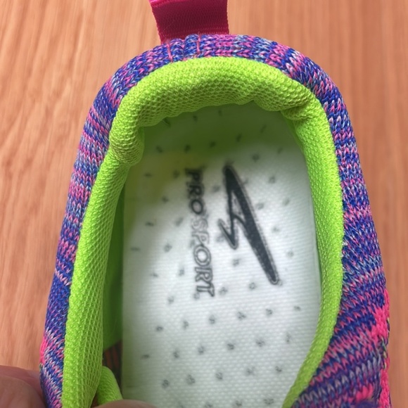 Pro Sport Girls Sport Shoes, Sneakers, Size 2, Color: hot-pink/neon-green, multi - Picture 7 of 9
